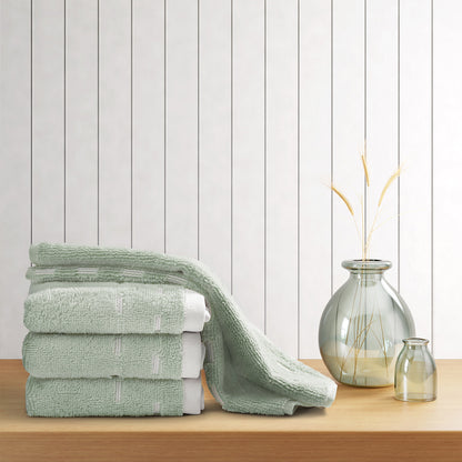 Airsoft 100% Cotton Face Towel Set (4 Pcs), 450 GSM, Solid, Light Green