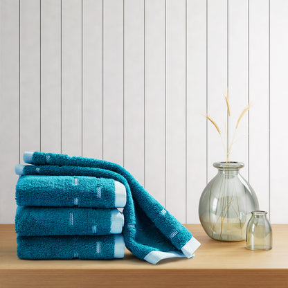 Airsoft 100% Cotton Face Towel Set (4 Pcs), 450 GSM, Solid, Dark Teal