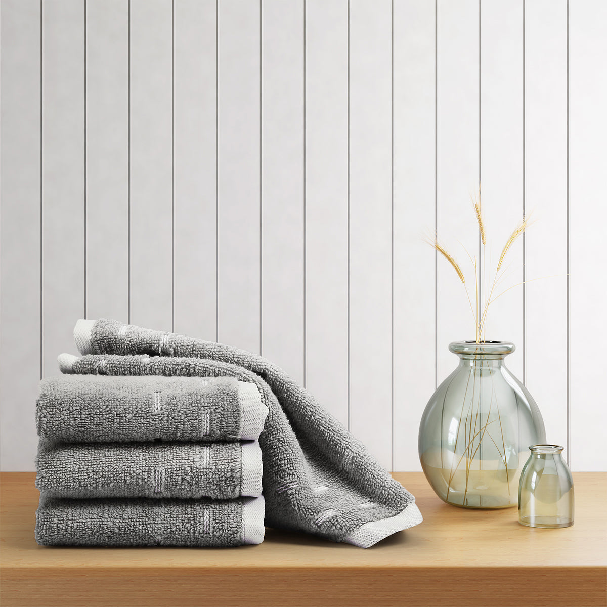 Airsoft 100% Cotton Face Towel Set (4 Pcs), 450 GSM, Solid, Grey