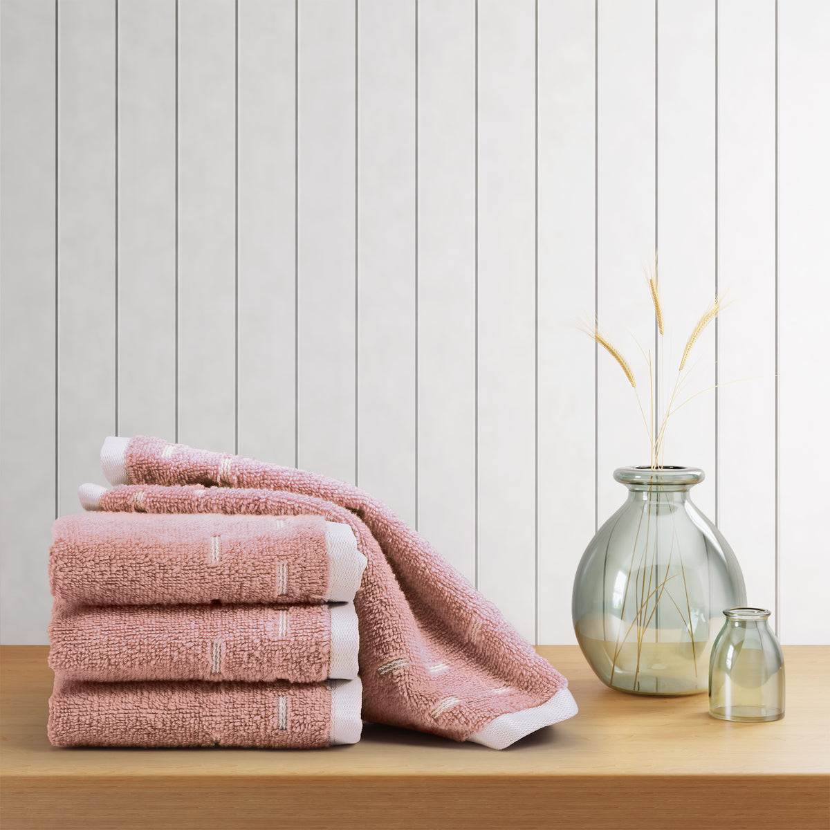 Airsoft 100% Cotton Face Towel Set (4 Pcs), 450 GSM, Solid, Red