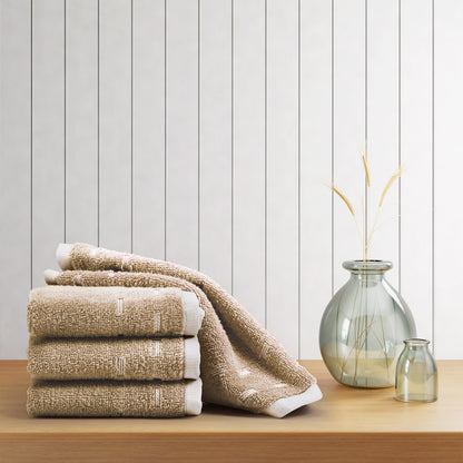 Airsoft 100% Cotton Face Towel Set (4 Pcs), 450 GSM, Solid, Beige