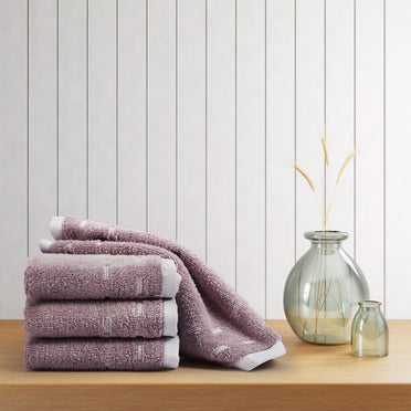 Airsoft 100% Cotton Face Towel Set (4 Pcs), 450 GSM, Solid, Light Violet