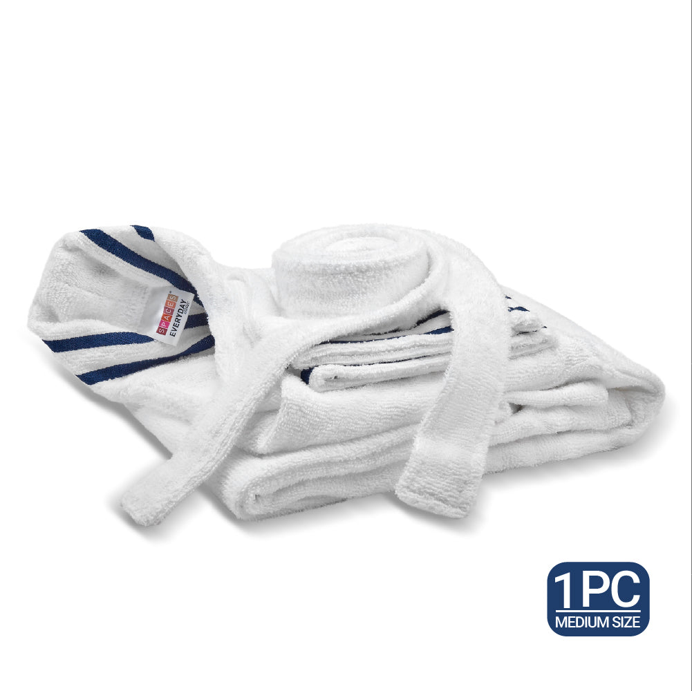 Airsoft 100% Cotton Medium Bath Robe, 300 GSM, Solid, White