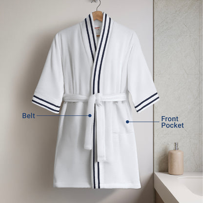 Airsoft 100% Cotton Medium Bath Robe, 300 GSM, Solid, White