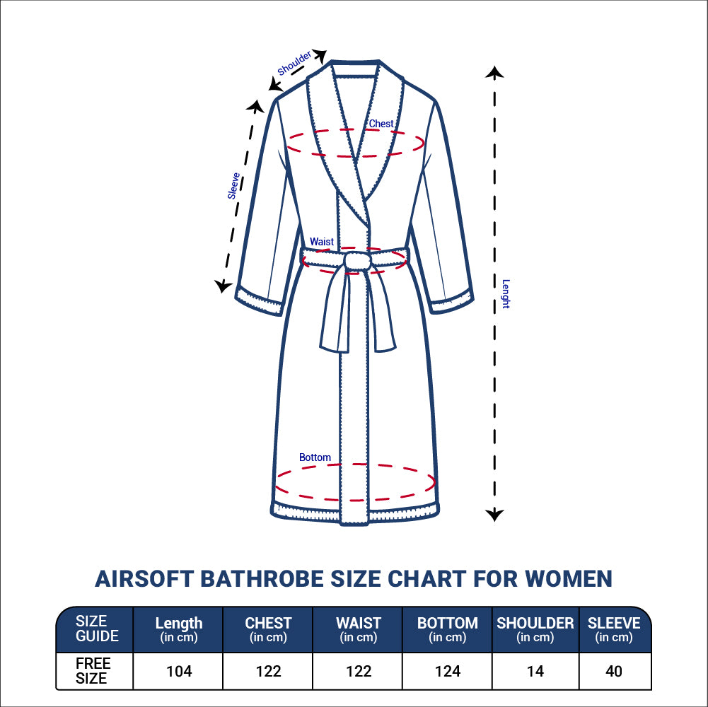 Airsoft 100% Cotton Medium Bath Robe, 300 GSM, Solid, White