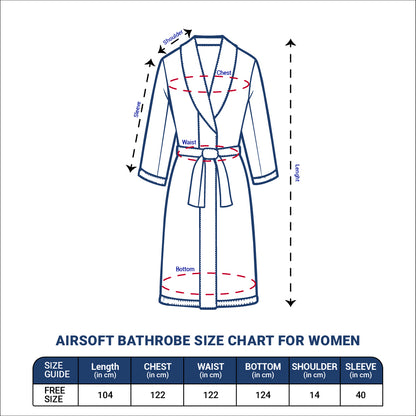 Airsoft 100% Cotton Medium Bath Robe, 300 GSM, Solid, White