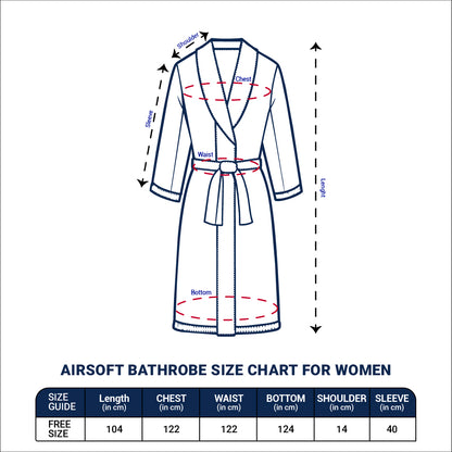 Airsoft 100% Cotton Medium Bath Robe, 300 GSM, Solid, Light Blue
