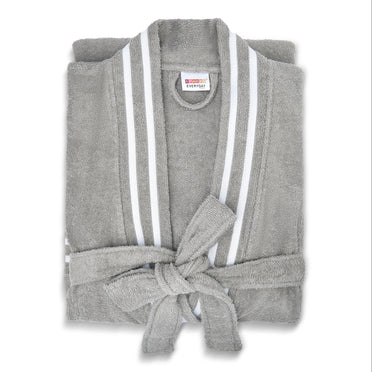Airsoft 100% Cotton Medium Bath Robe, 300 GSM, Solid, Grey