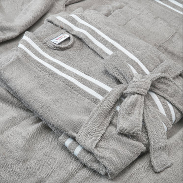 Airsoft 100% Cotton Medium Bath Robe, 300 GSM, Solid, Grey