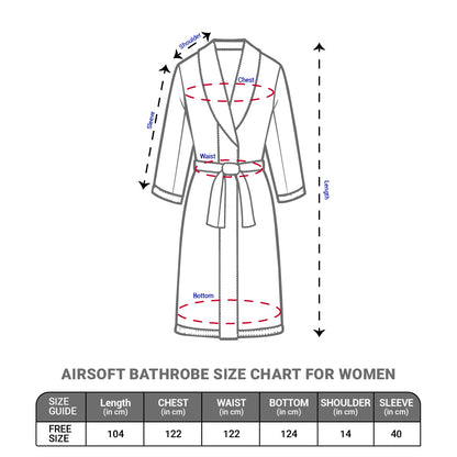 Airsoft 100% Cotton Bath Robe, 300 GSM, Solid, Grey