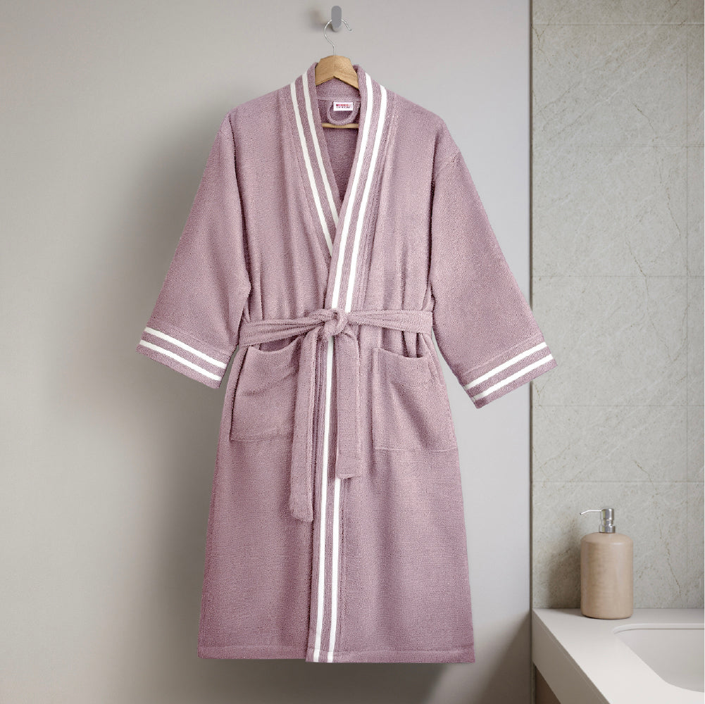 Airsoft 100% Cotton Medium Bath Robe, 300 GSM, Solid, Light Violet
