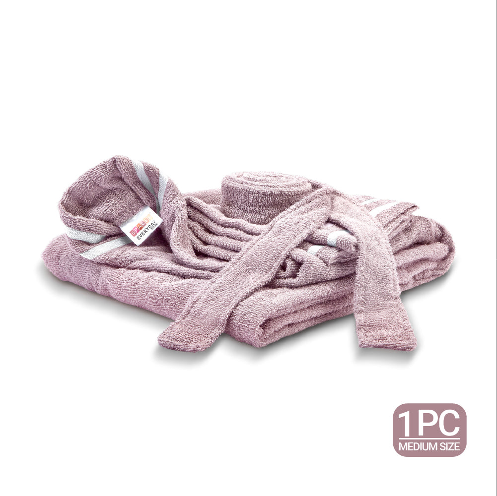 Airsoft 100% Cotton Medium Bath Robe, 300 GSM, Solid, Light Violet