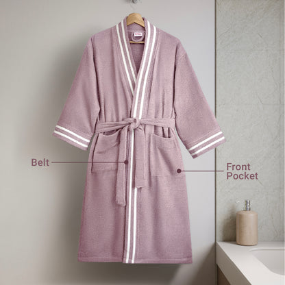 Airsoft 100% Cotton Medium Bath Robe, 300 GSM, Solid, Light Violet