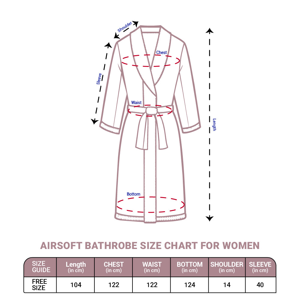 Airsoft 100% Cotton Medium Bath Robe, 300 GSM, Solid, Light Violet