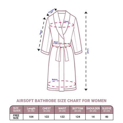 Airsoft 100% Cotton Medium Bath Robe, 300 GSM, Solid, Light Violet