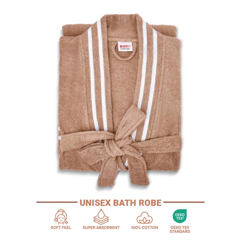 Airsoft 100% Cotton Bath Robe, 300 GSM, Solid, Light Brown