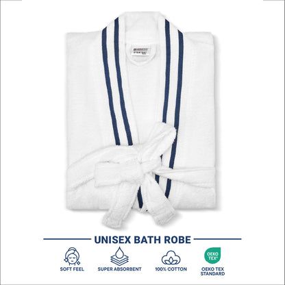 Airsoft 100% Cotton Bath Robe, 300 GSM, Solid, White