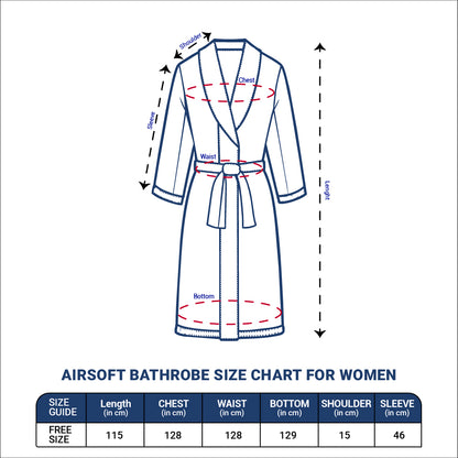 Airsoft 100% Cotton Bath Robe, 300 GSM, Solid, White