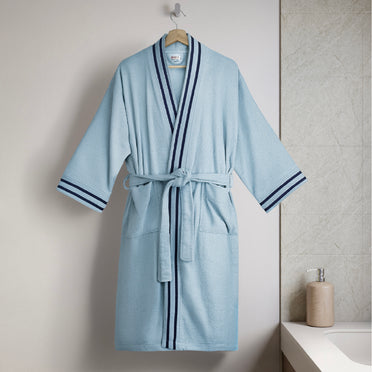 Airsoft 100% Cotton Bath Robe, 300 GSM, Solid, Light Blue