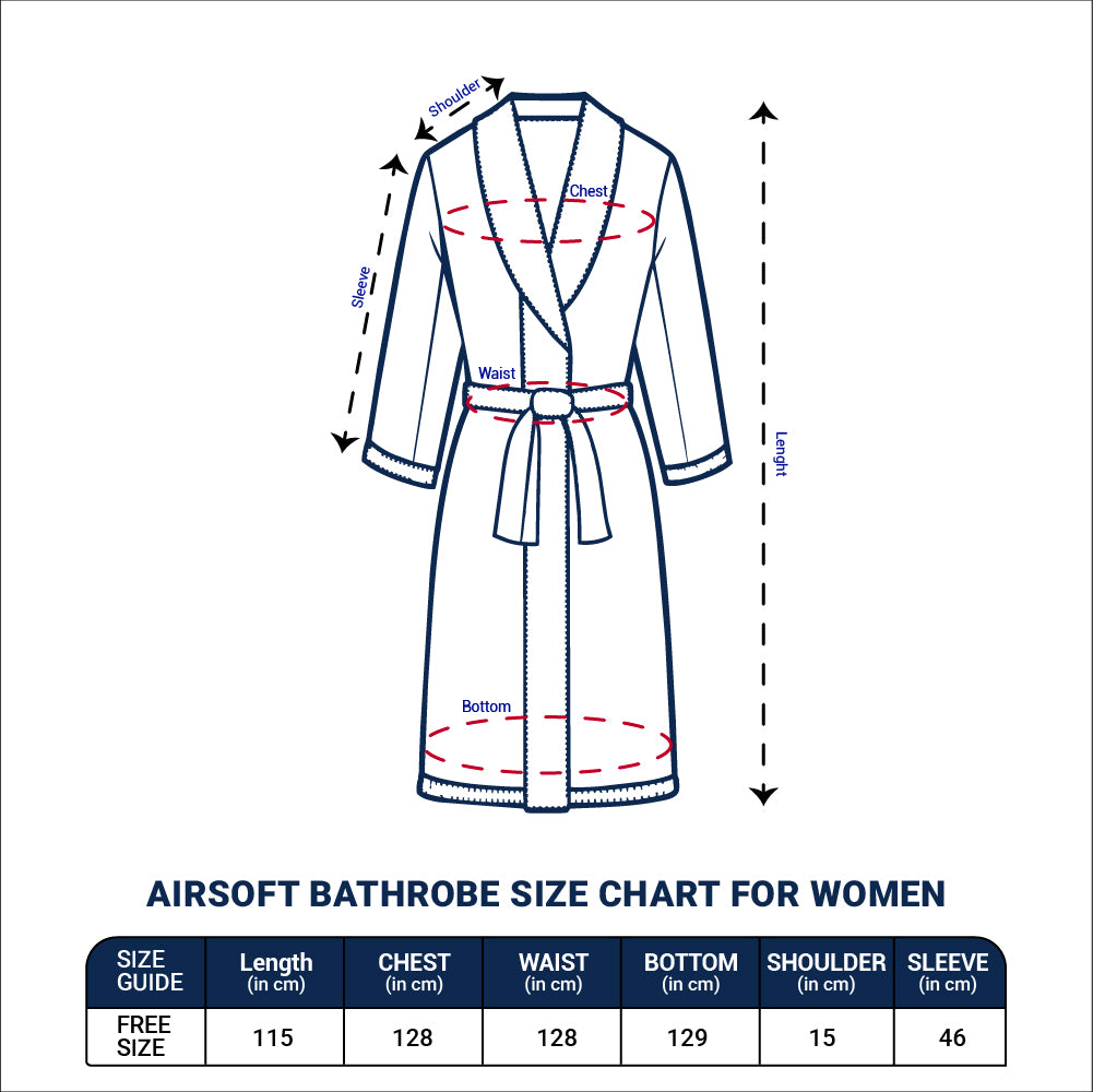 Airsoft 100% Cotton Large Bath Robe, 300 GSM, Solid, Light Blue