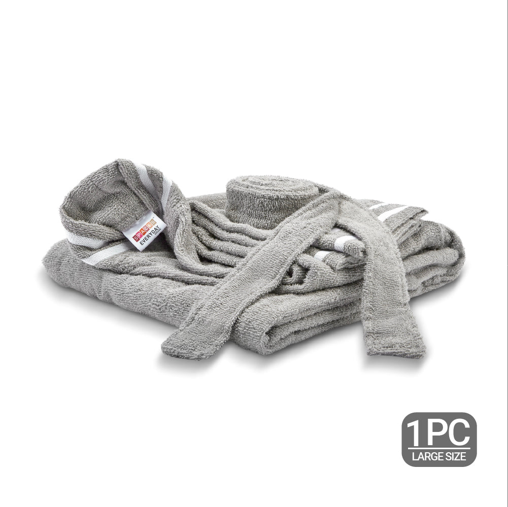 Airsoft 100% Cotton Bath Robe, 300 GSM, Solid, Grey