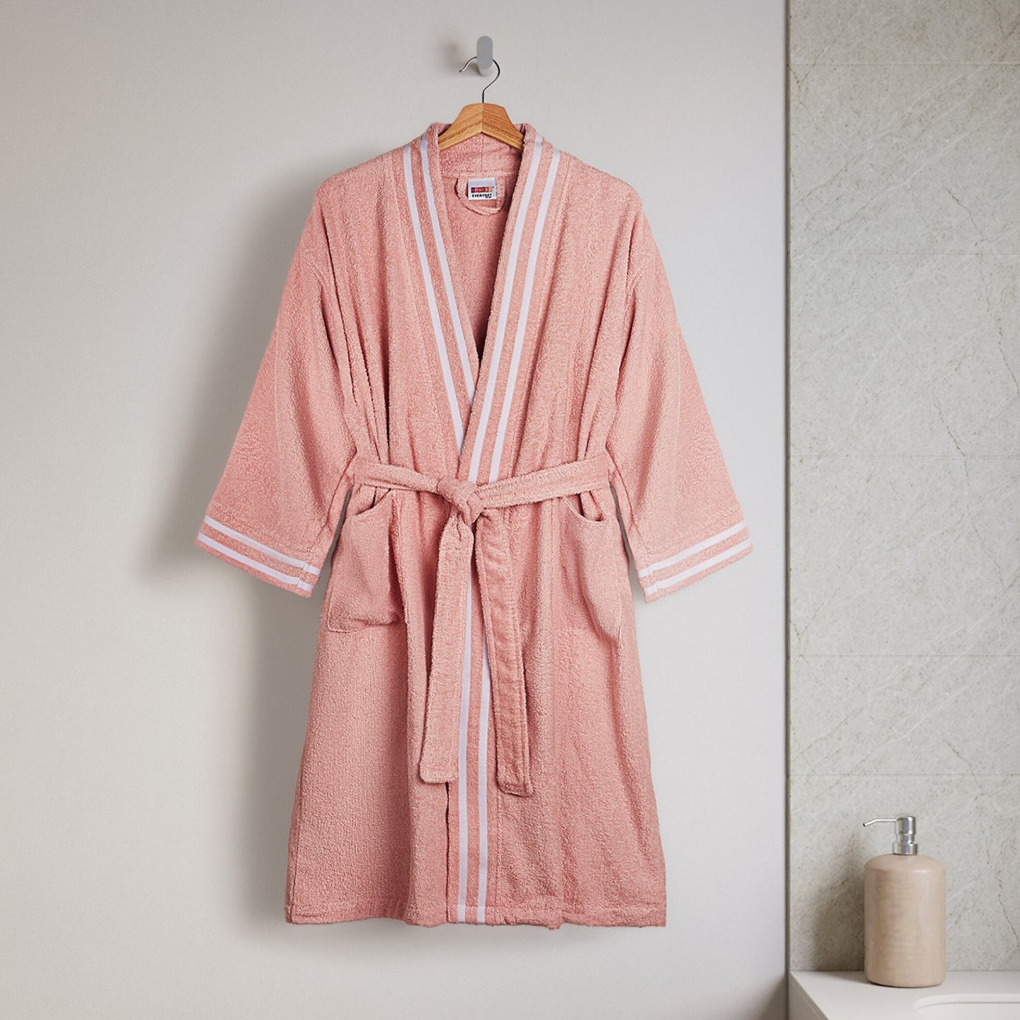 Airsoft 100% Cotton Large Bath Robe, 300 GSM, Solid, Blush