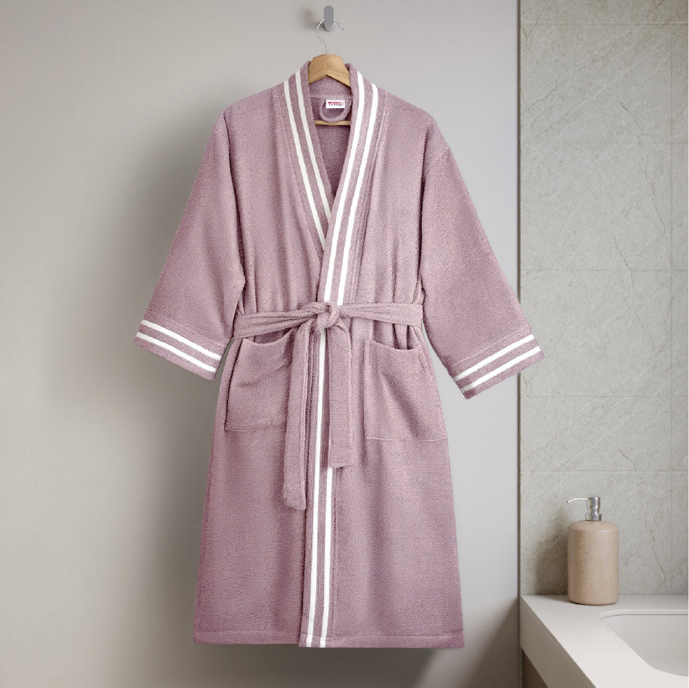Airsoft 100% Cotton Bath Robe, 300 GSM, Solid, Light Violet