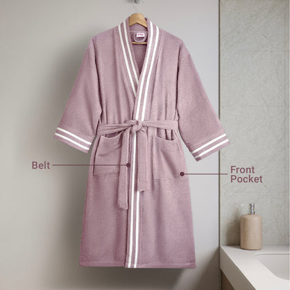 Airsoft 100% Cotton Bath Robe, 300 GSM, Solid, Light Violet