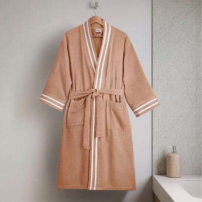 Airsoft 100% Cotton Bath Robe, 300 GSM, Solid, Light Brown