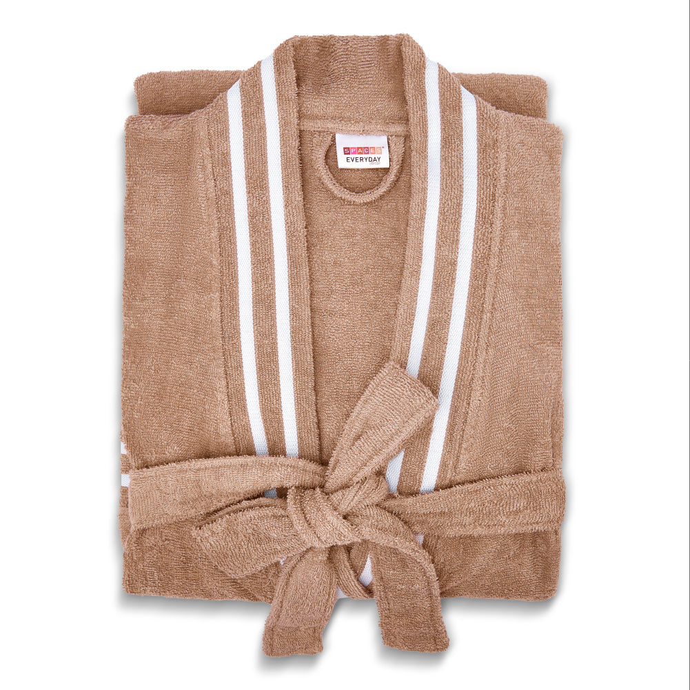 Airsoft 100% Cotton Bath Robe, 300 GSM, Solid, Light Brown