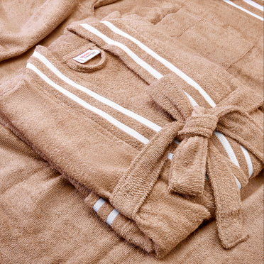 Airsoft 100% Cotton Large Bath Robe, 300 GSM, Solid, Light Brown