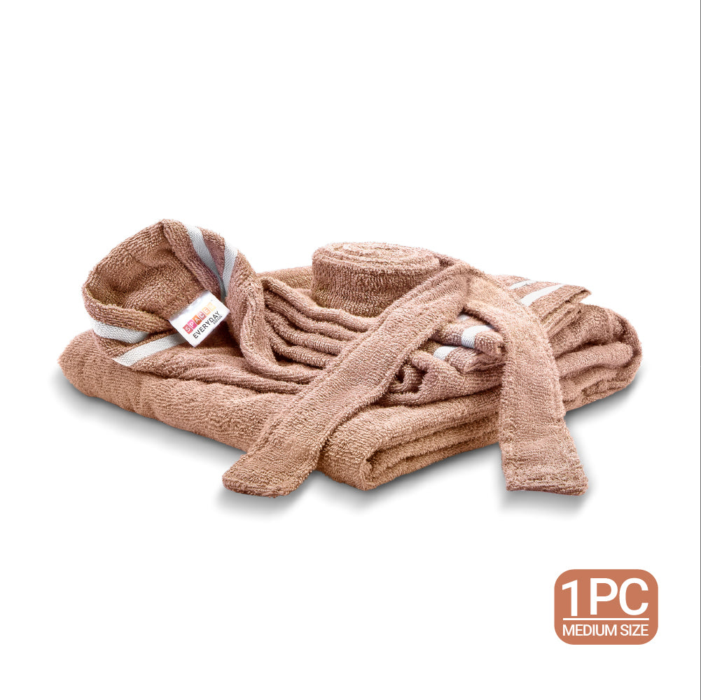 Airsoft 100% Cotton Bath Robe, 300 GSM, Solid, Light Brown