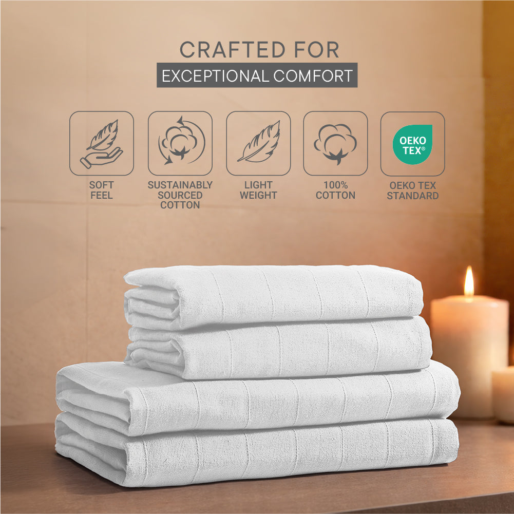 Freshlite 100% Cotton Bath Towel, 250 GSM, Solid, White