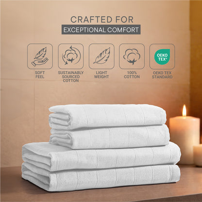 Freshlite 100% Cotton Bath Towel, 250 GSM, Solid, White
