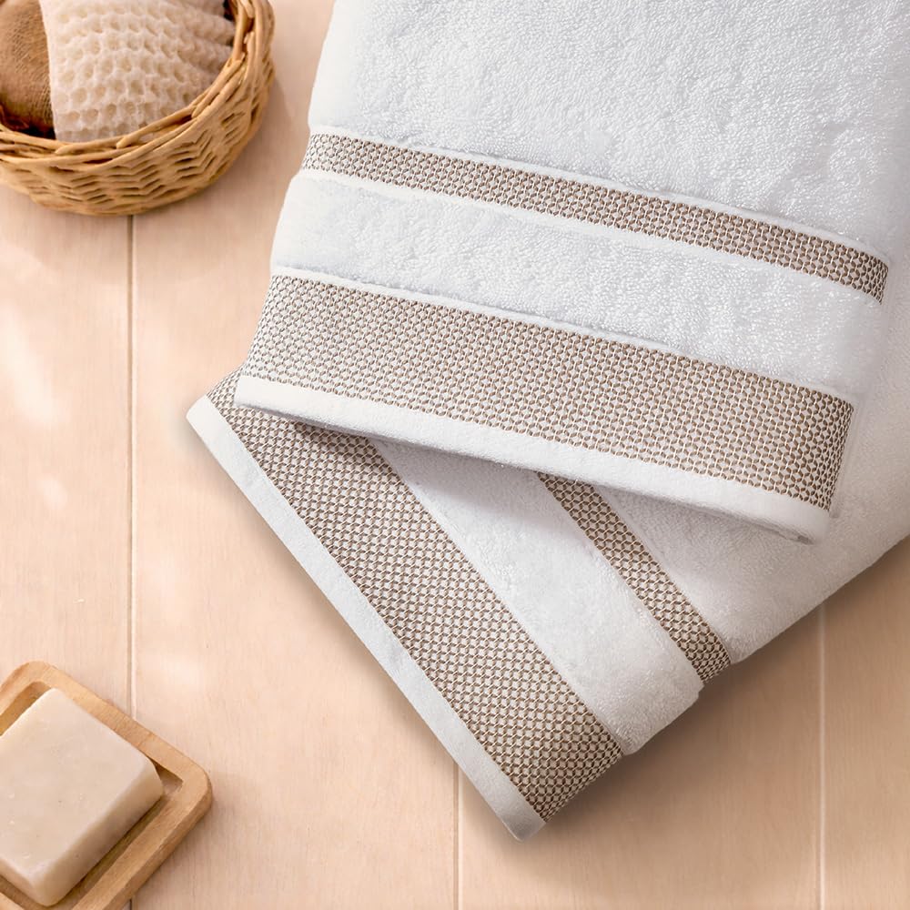 Spaces Hygro Cotton 600 GSM Dobby Bath Towels – 2 Pack, White
