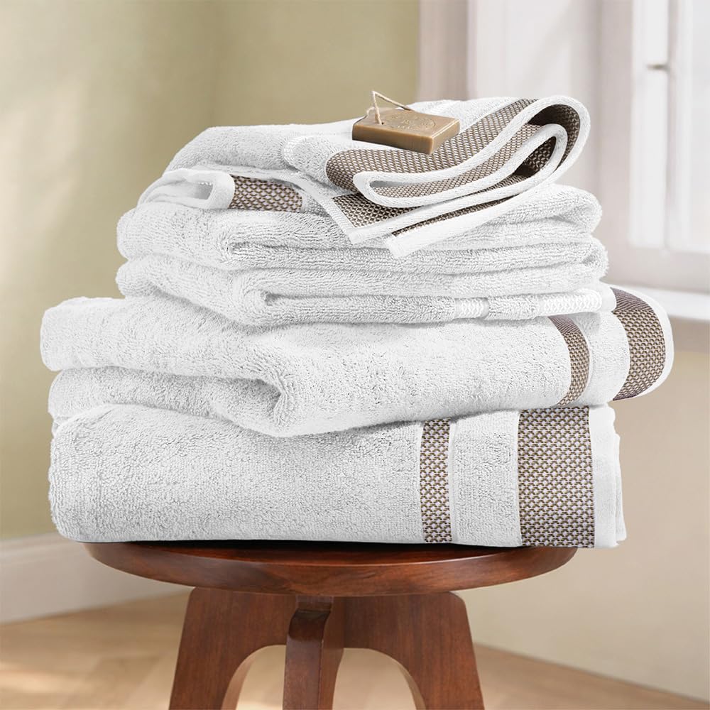 Spaces Hygro Cotton 600 GSM Dobby Bath Towels – 2 Pack, White