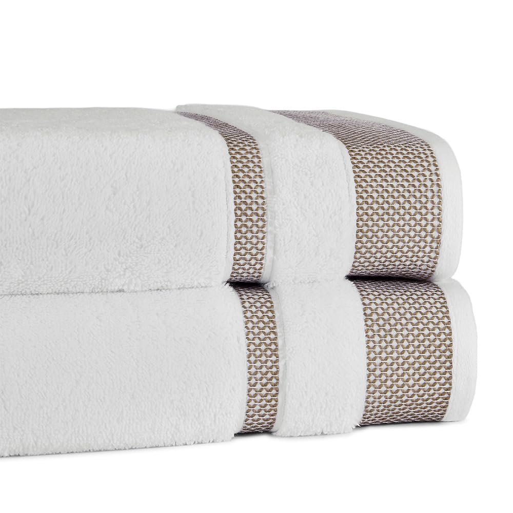 Spaces Hygro Cotton 600 GSM Dobby Bath Towels – 2 Pack, White