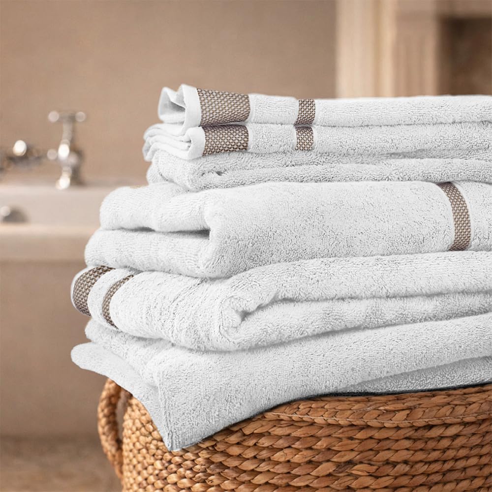 Spaces Hygro Cotton 600 GSM Dobby Bath Towels – 2 Pack, White