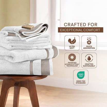 Spaces Hygro Cotton 600 GSM Dobby Bath Towels – 2 Pack, White