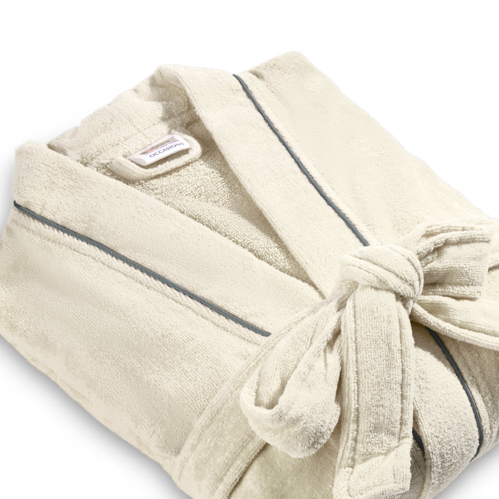 Exotica 100% Cotton Bath Robe, 350 GSM, Solid, White
