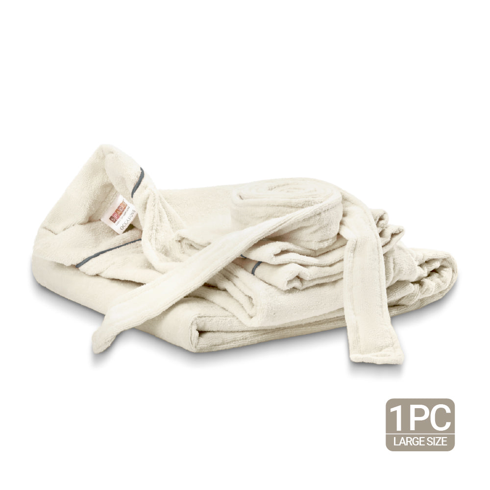 Exotica 100% Cotton Bath Robe, 350 GSM, Solid, White