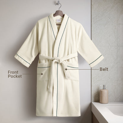 Exotica 100% Cotton Bath Robe, 350 GSM, Solid, White