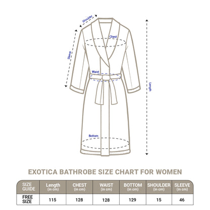 Exotica 100% Cotton Bath Robe, 350 GSM, Solid, White
