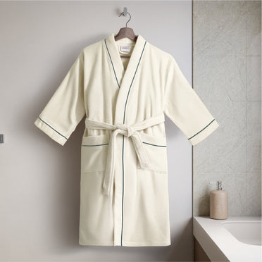 Exotica 100% Cotton Bath Robe, 350 GSM, Solid, White