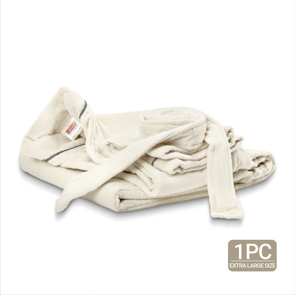 Exotica 100% Cotton Extra Large Bath Robe, 350 GSM, Solid, White