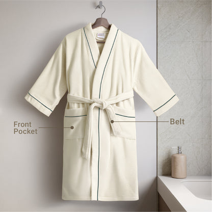 Exotica 100% Cotton Extra Large Bath Robe, 350 GSM, Solid, White