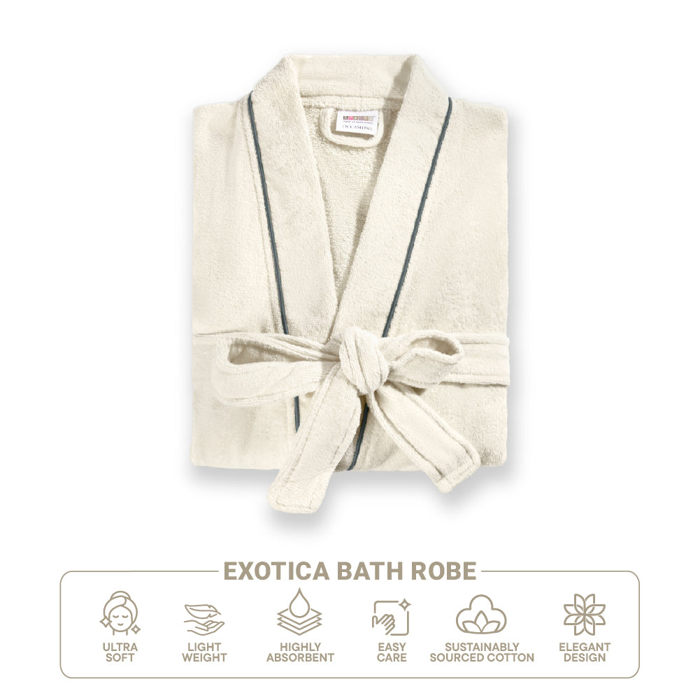 Exotica 100% Cotton Extra Large Bath Robe, 350 GSM, Solid, White