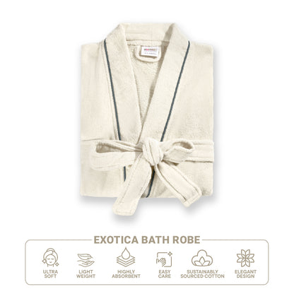 Exotica 100% Cotton Extra Large Bath Robe, 350 GSM, Solid, White