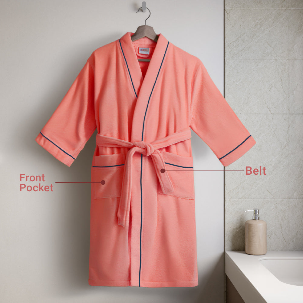 Exotica 100% Cotton Extra Large Bath Robe, 350 GSM, Solid, Multi