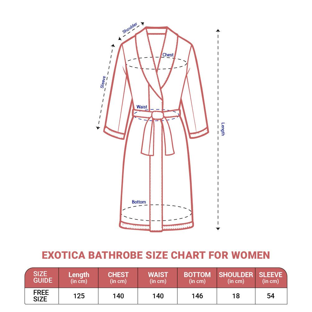 Exotica 100% Cotton Extra Large Bath Robe, 350 GSM, Solid, Multi